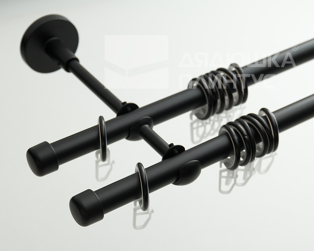 Карниз двухрядный кованый УЮТ D25мм 2,0м Черный