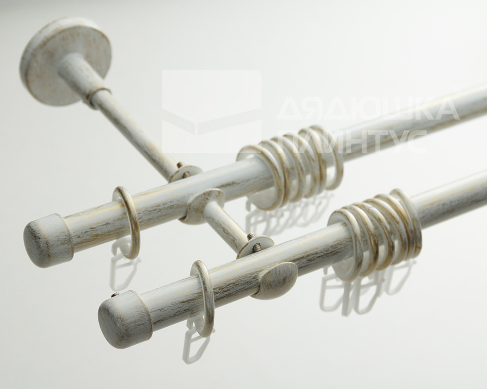 Карниз двухрядный кованый УЮТ d25мм 3,2м Белый/Золото