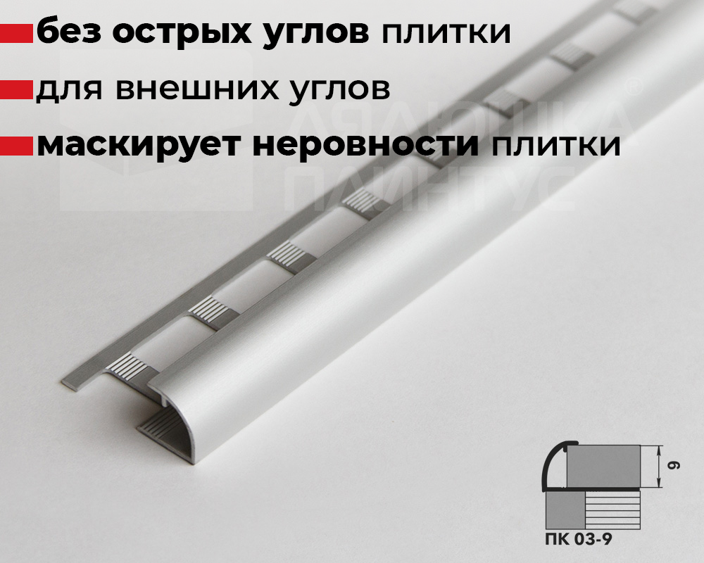 Профиль окантовочный ПК 03-9.2700.01л Серебро