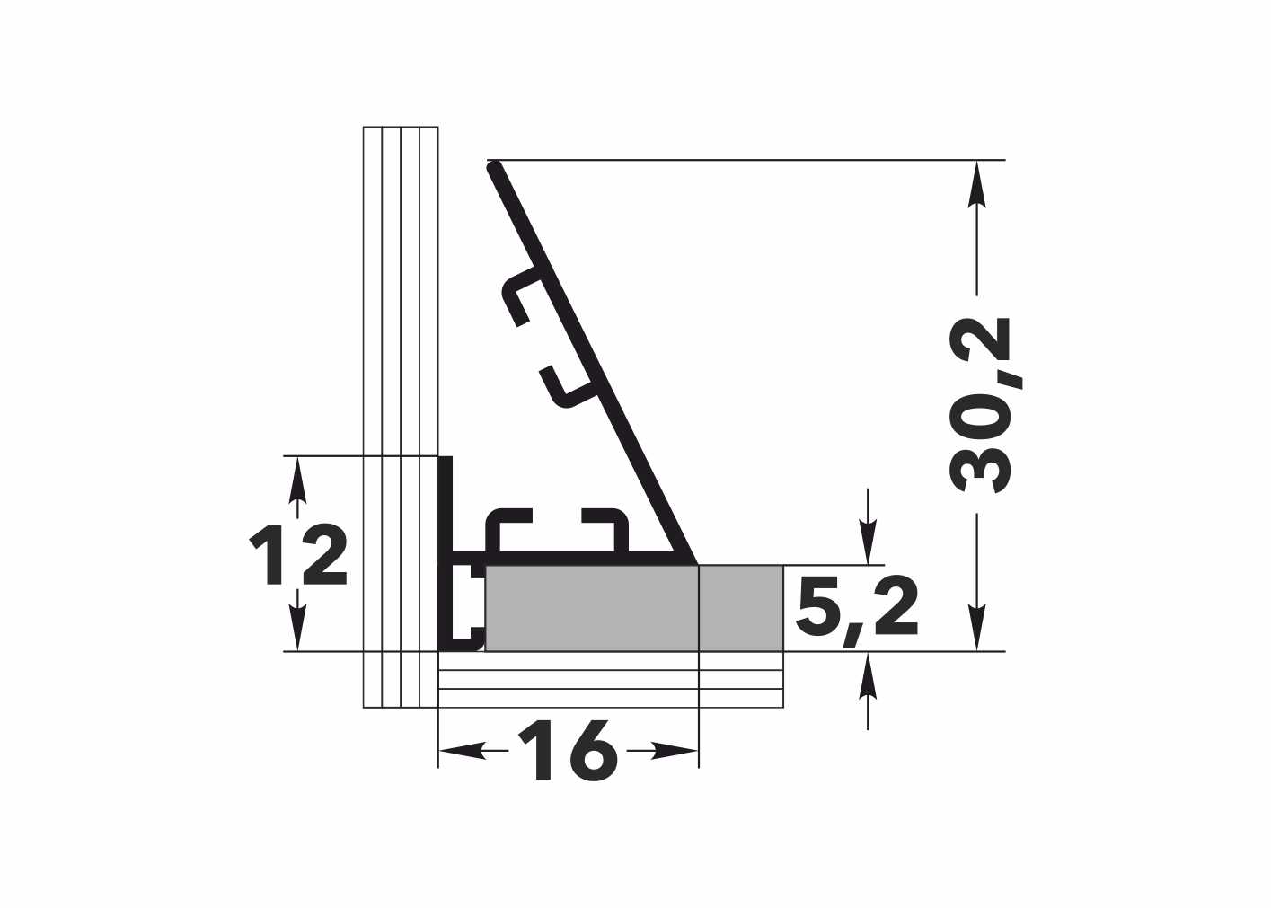 Антиплинтус алюминиевый под светодиодную ленту Апл 03.2700.15 Черный