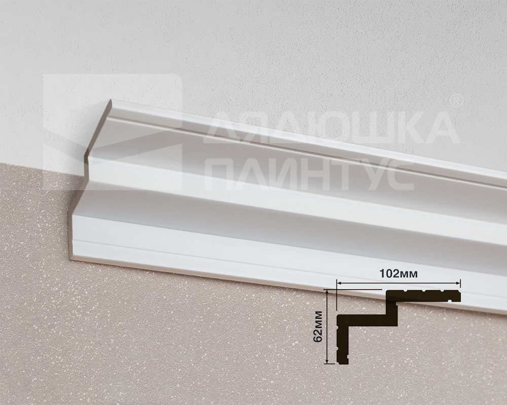 Карниз из полистирола высокой плотности HI WOOD A101 102мм х 62мм х 2,0м.