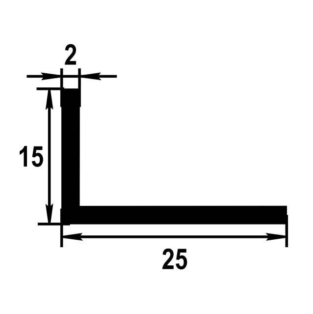 Уголок разнополочный 25х15 мм Уп 08.2000.502л Золото. Цена за 5 штук.
