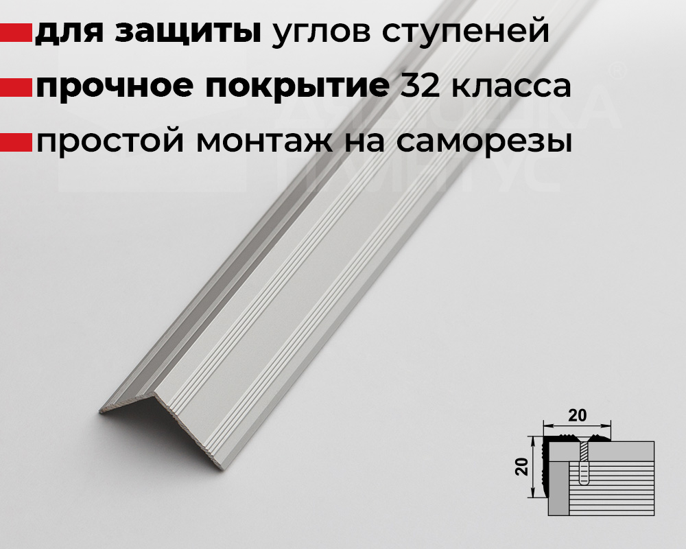 Порог угловой ПУ 05.2700.201л Серебро