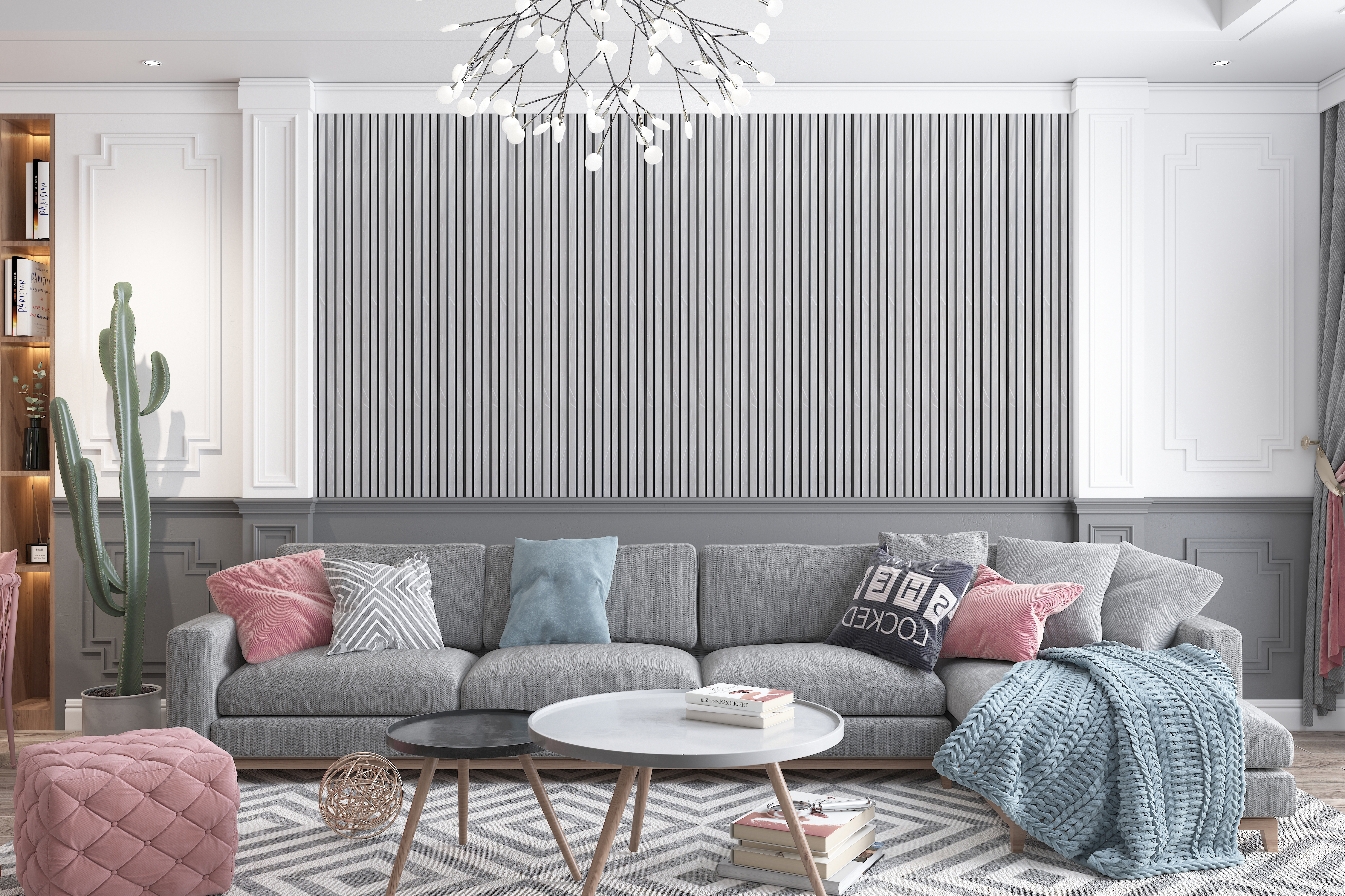 Панель вспененный полистирол ГРЕЙС 3D RAIL 120*2700 мм. Ясень серый