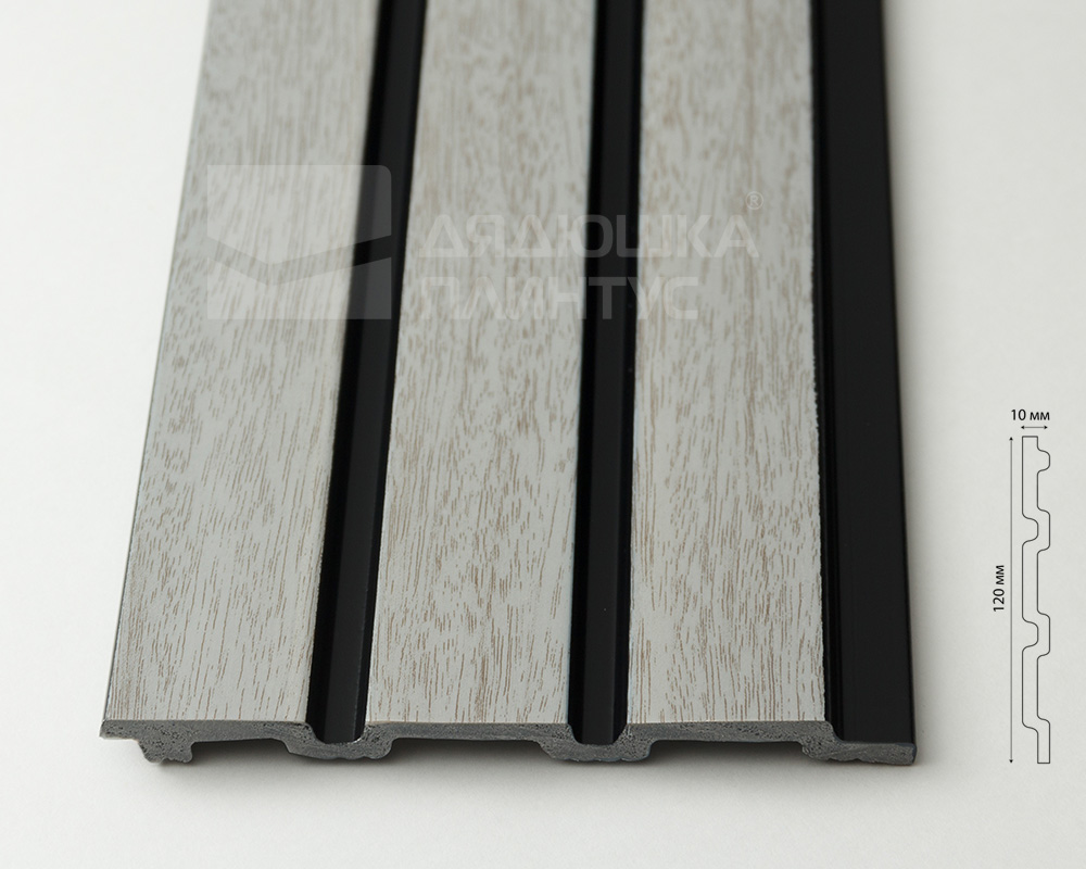 Панель вспененный полистирол ГРЕЙС 3D RAIL 120*2700 мм. Ясень серый